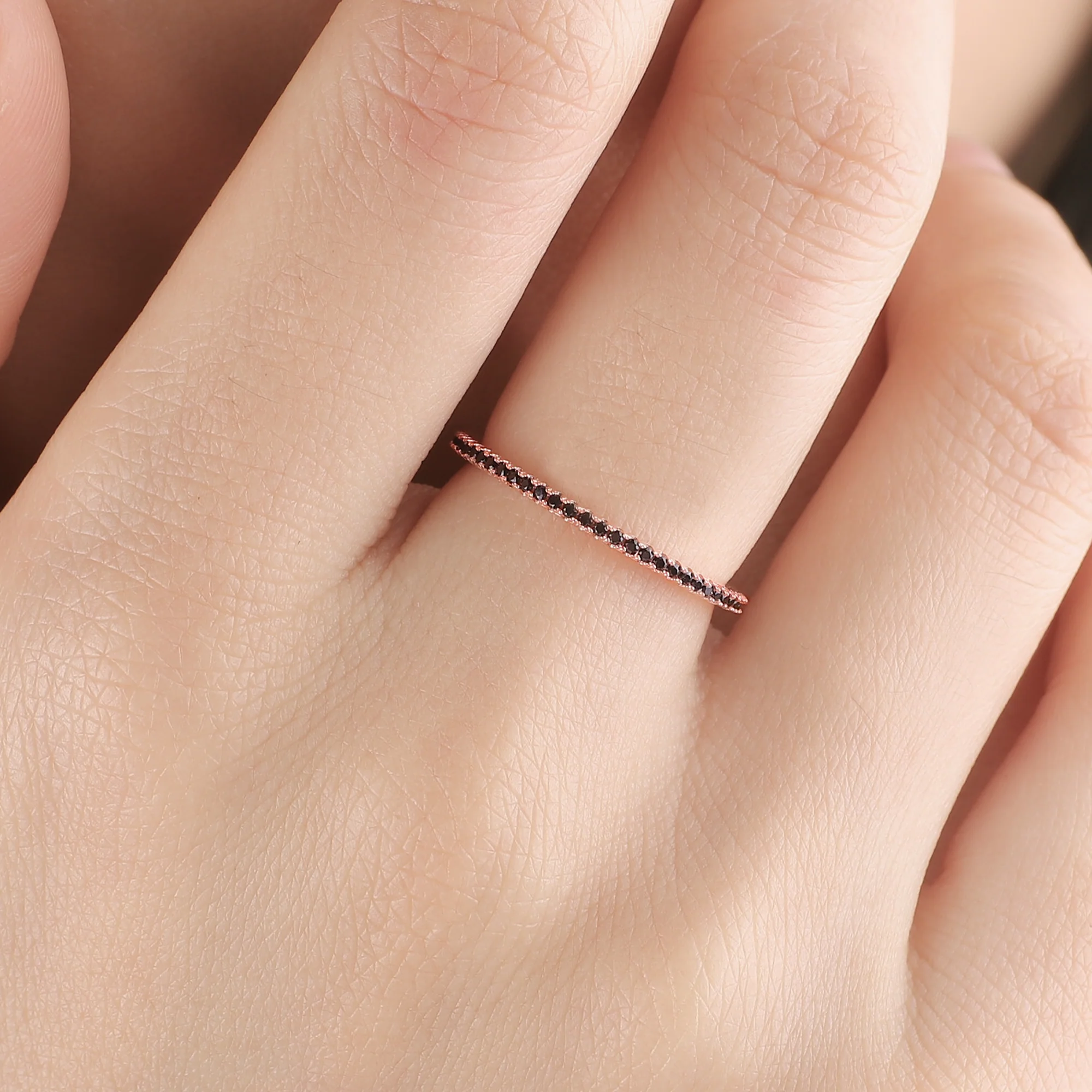 Black Diamond Eternity Stacking Ring - Image 4
