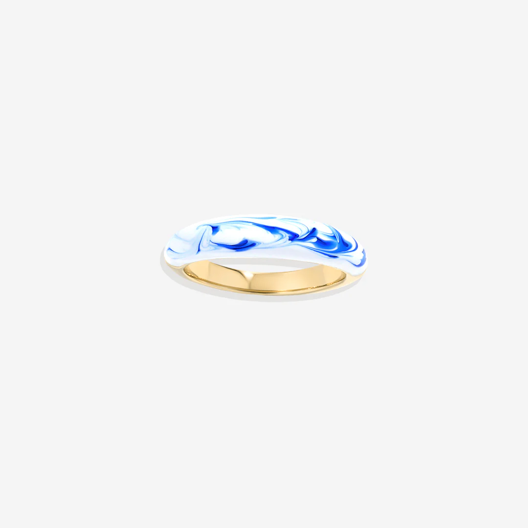 Blue Porcelain Dome Ring - Image 5