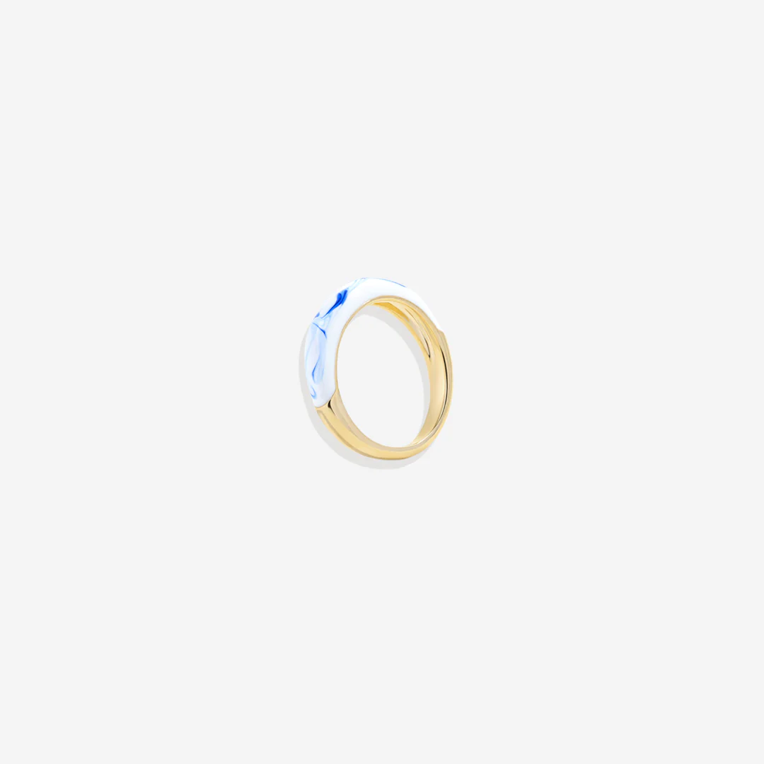 Blue Porcelain Dome Ring - Image 6