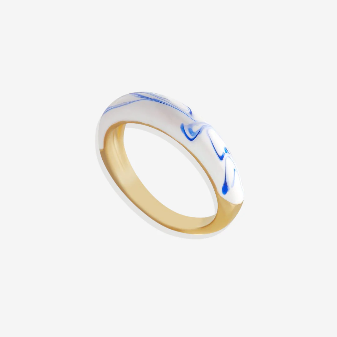 Blue Porcelain Dome Ring - Image 7