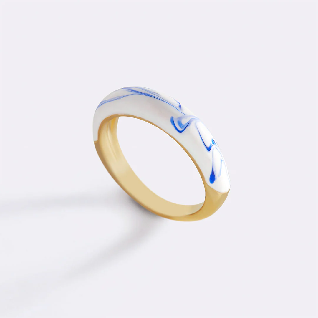 Blue Porcelain Dome Ring - Image 9