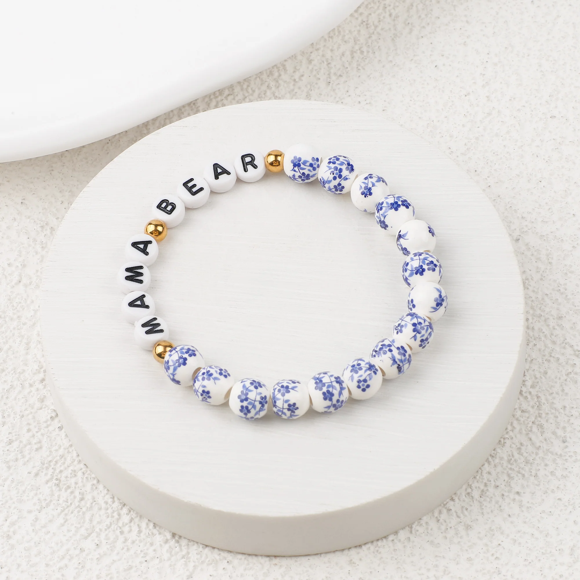 Blue Porcelain Floral Beaded Bracelet for Mom & Grandma - Image 13
