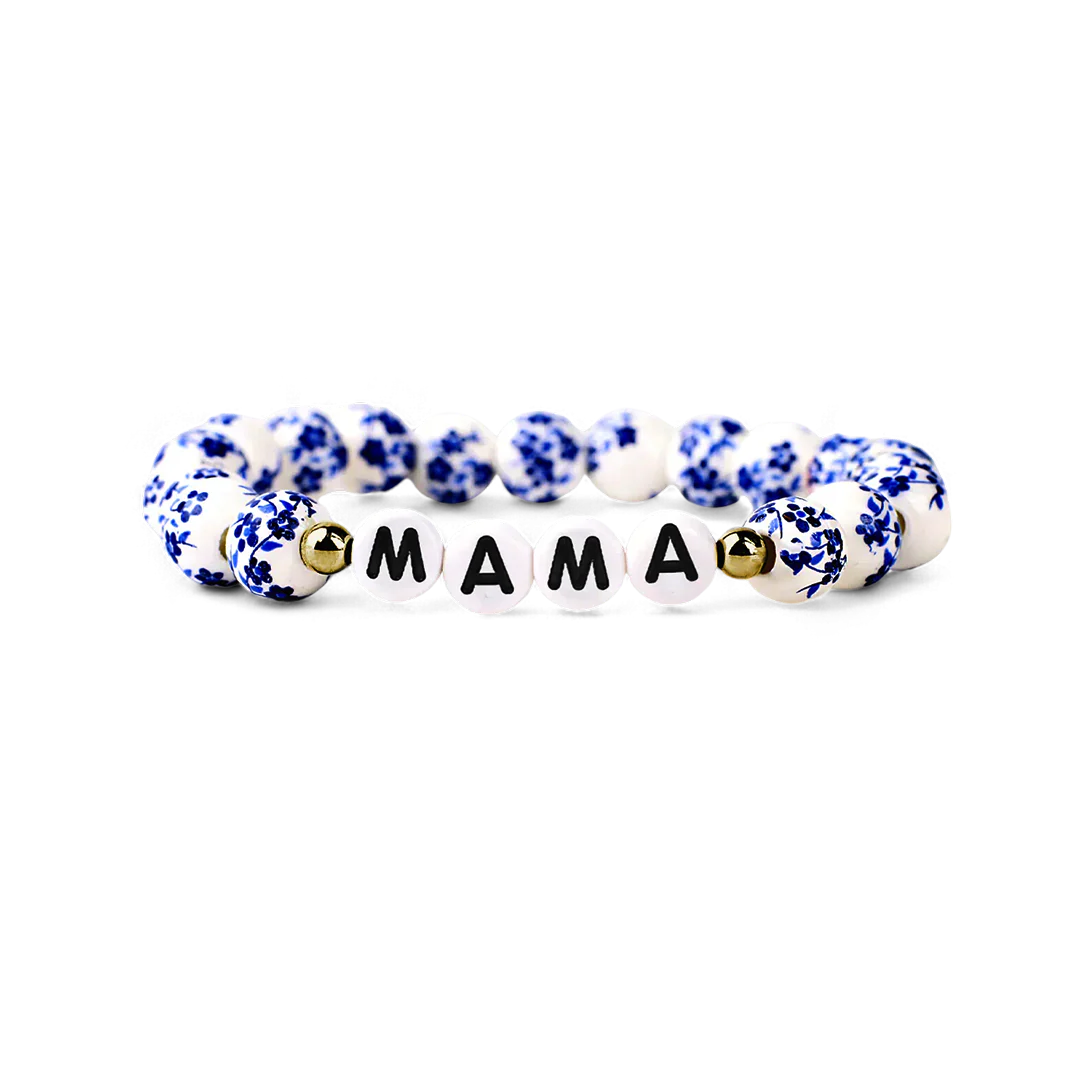 Blue Porcelain Floral Beaded Bracelet for Mom & Grandma - Image 17