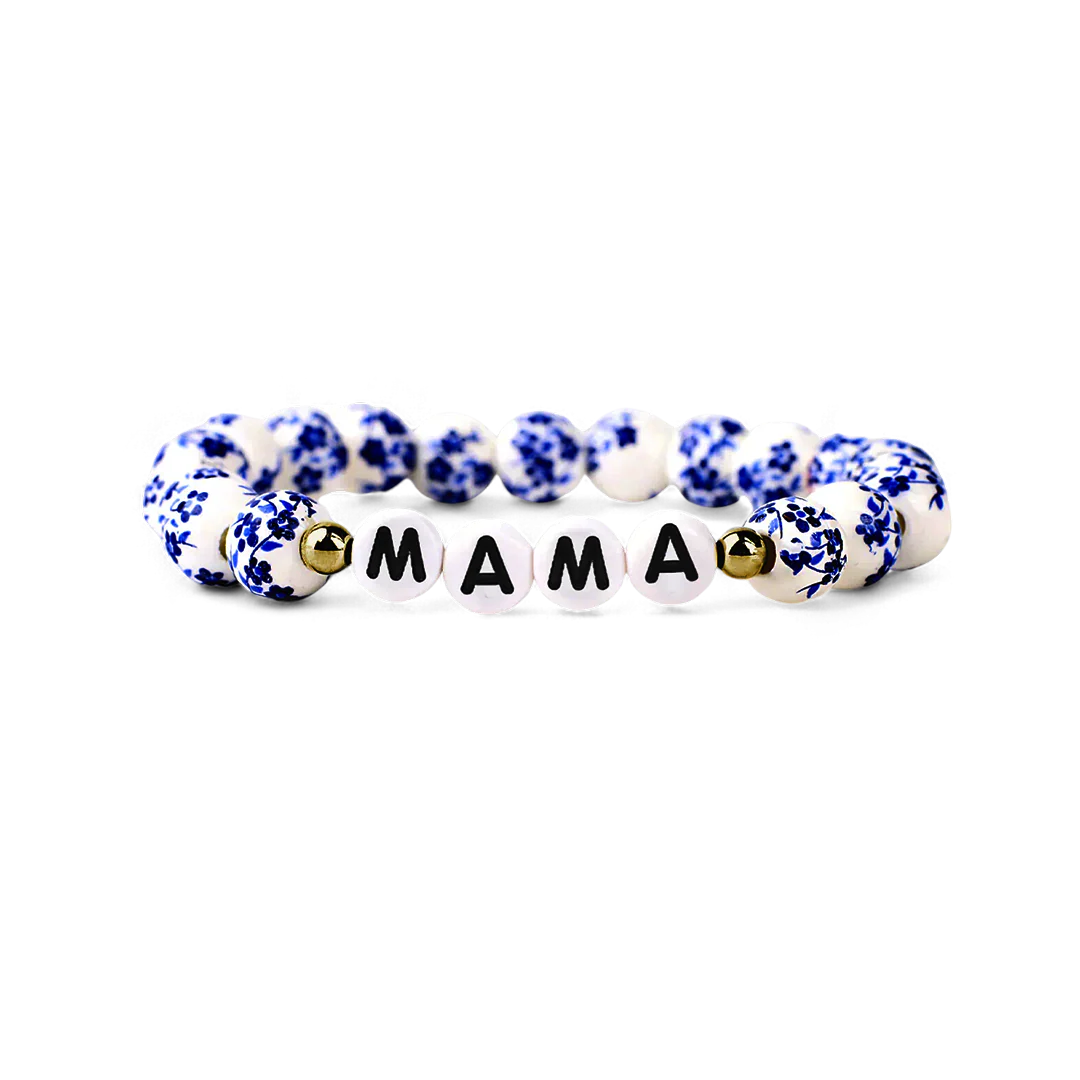 Blue Porcelain Floral Beaded Bracelet for Mom & Grandma - Image 18