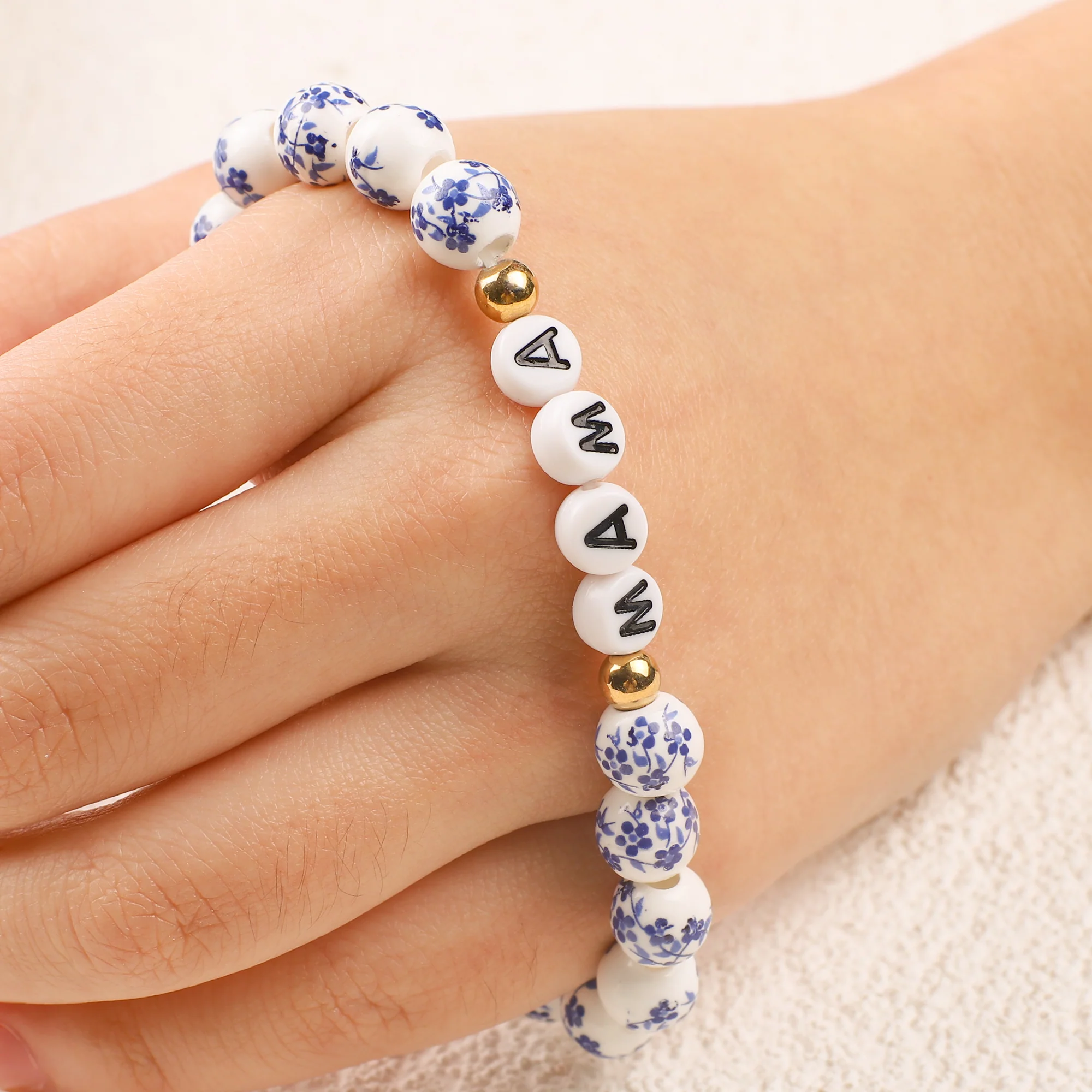 Blue Porcelain Floral Beaded Bracelet for Mom & Grandma - Image 7