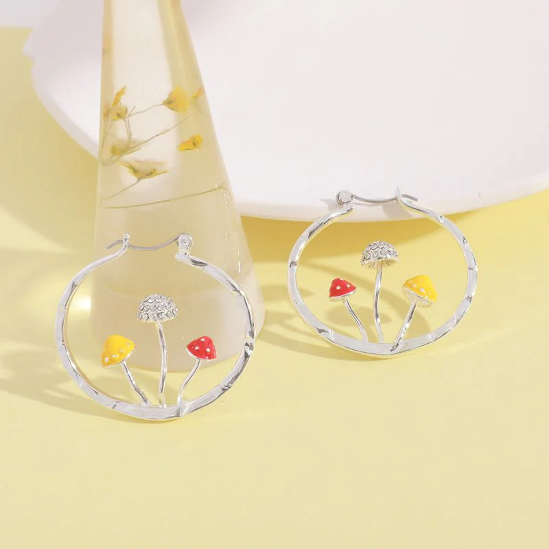 Boho Mushroom Hoop Earrings - Image 12