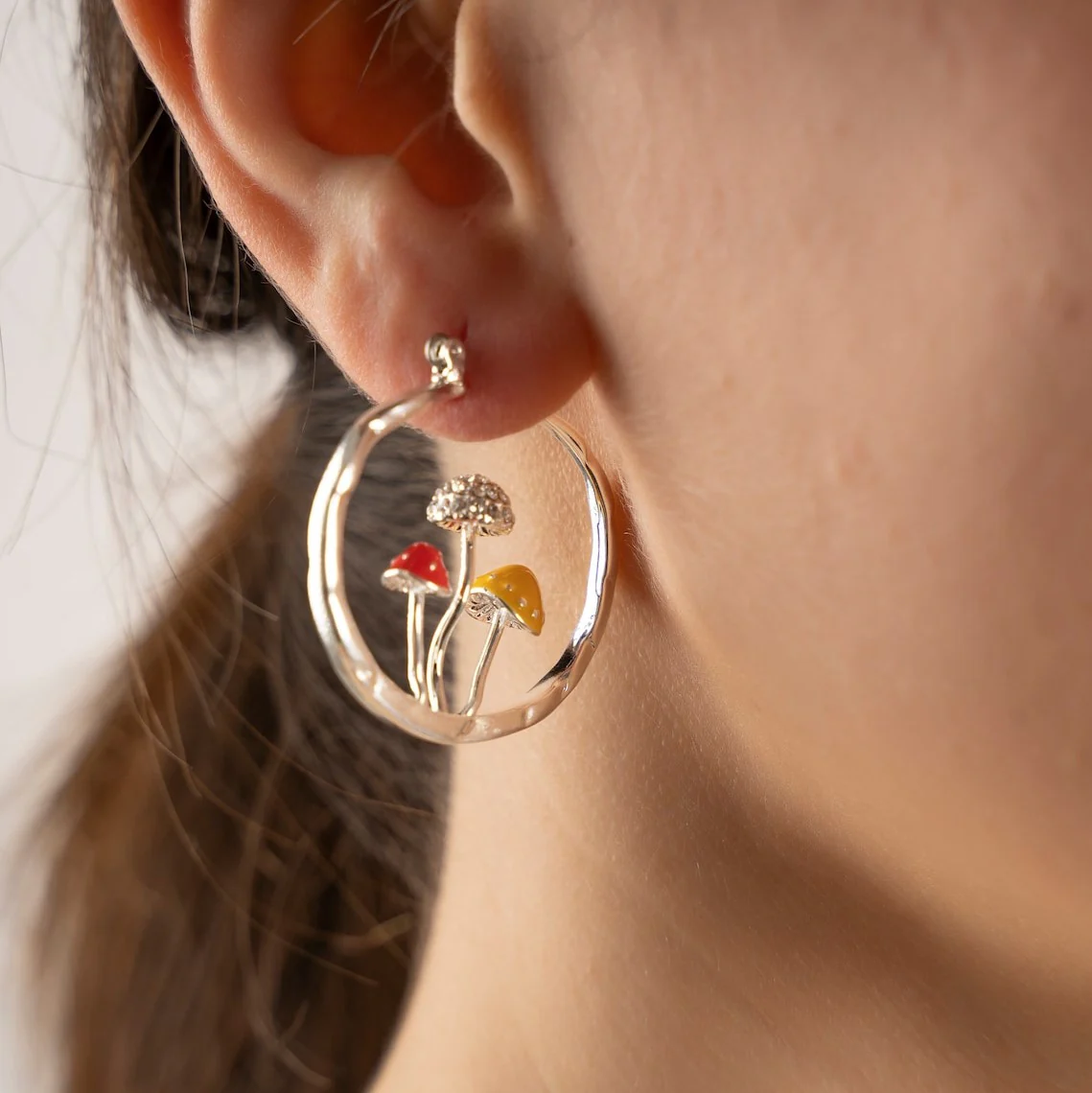 Boho Mushroom Hoop Earrings - Image 13
