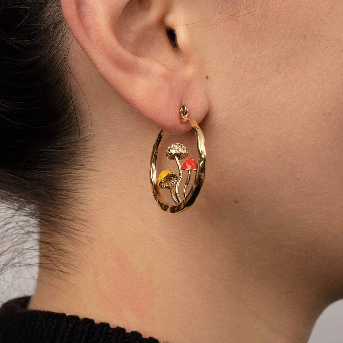 Boho Mushroom Hoop Earrings - Image 7