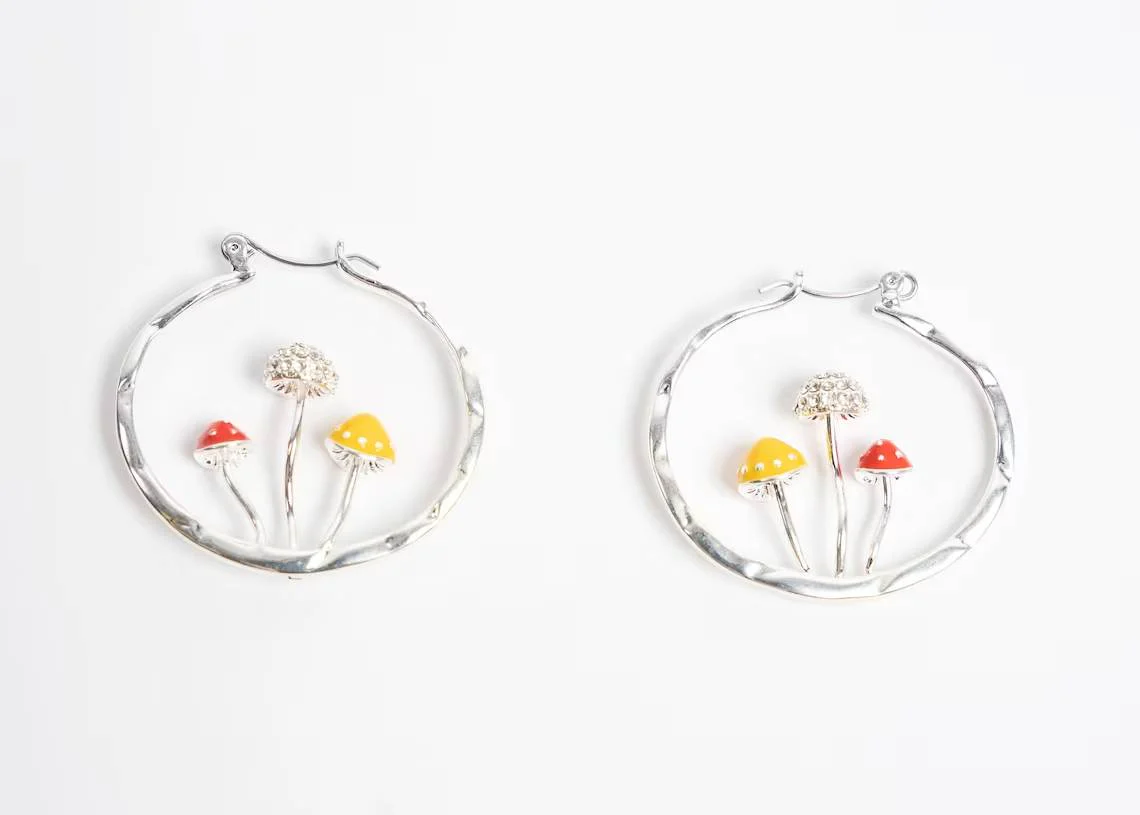 Boho Mushroom Hoop Earrings - Image 9