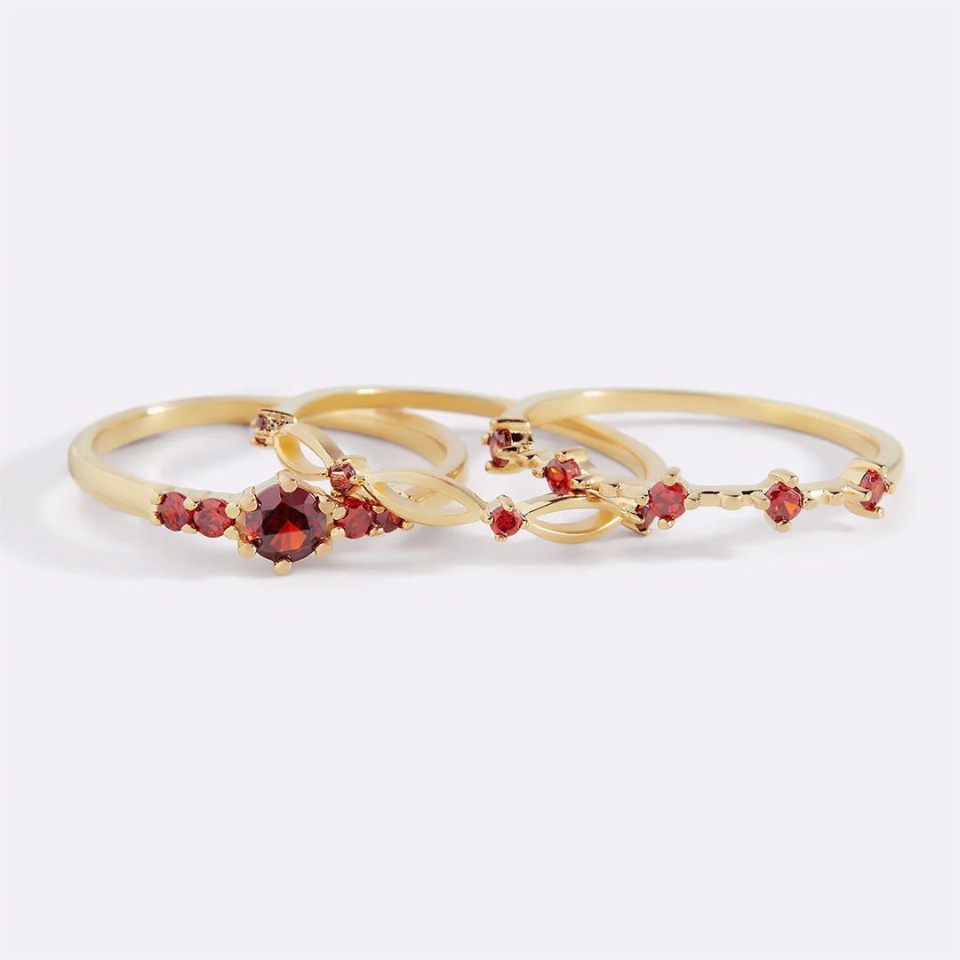 Braided Birthstone Stacking Ring Set - Image 16