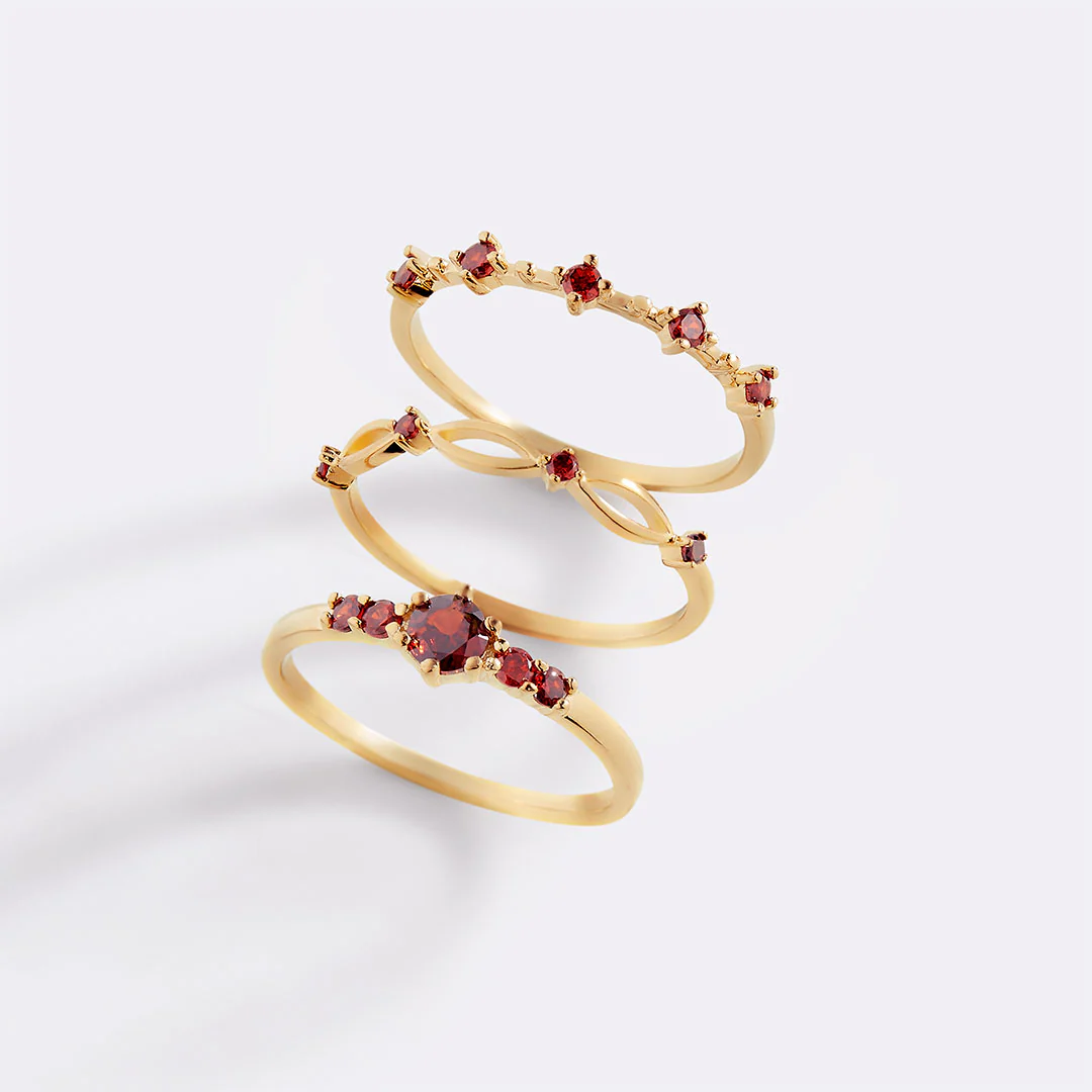 Braided Birthstone Stacking Ring Set - Image 17
