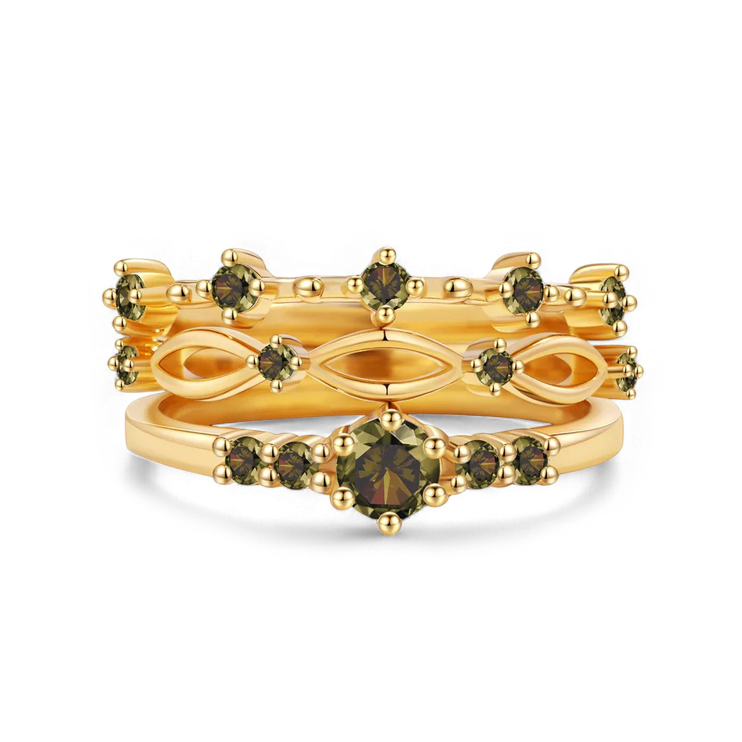 Braided Birthstone Stacking Ring Set - Image 25
