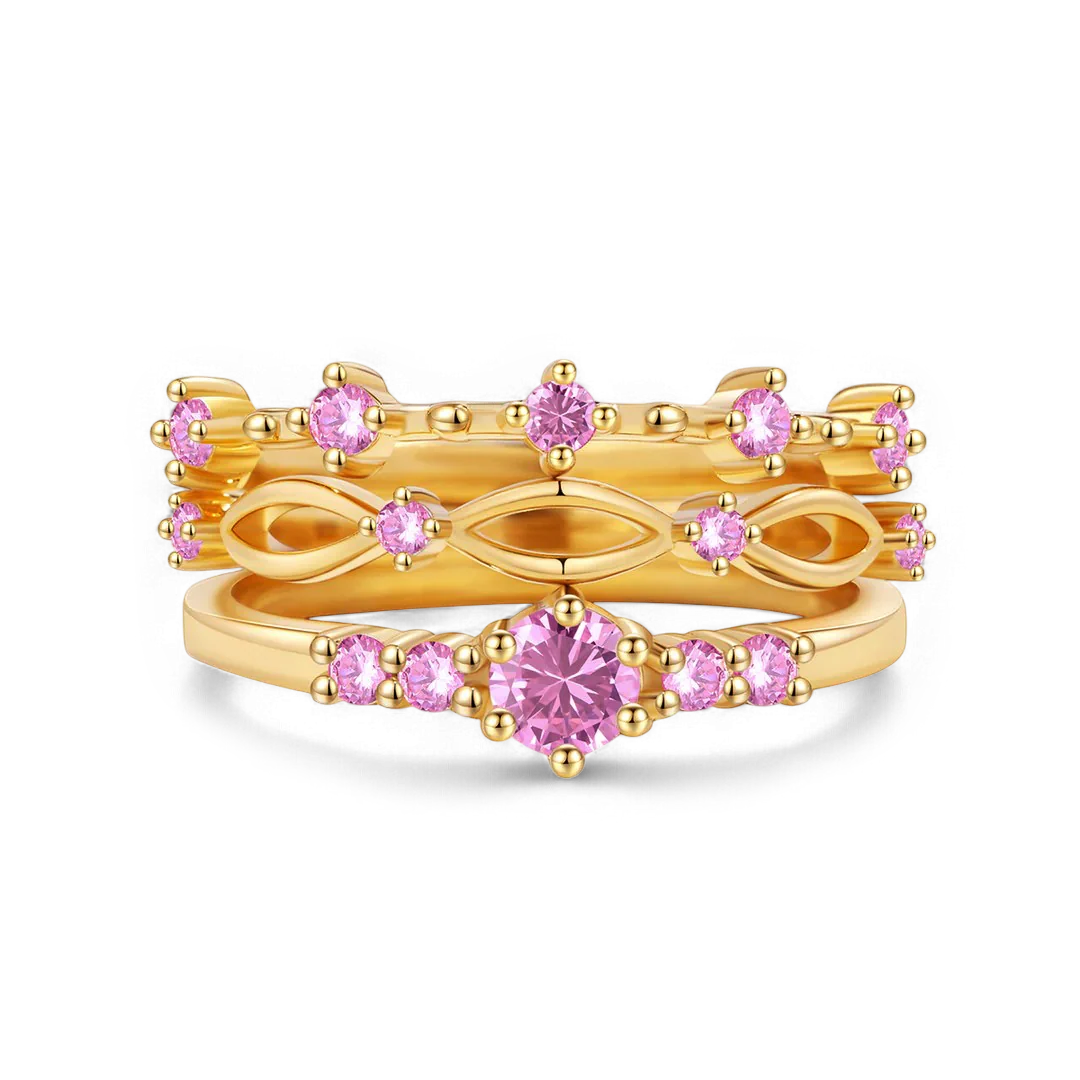 Braided Birthstone Stacking Ring Set - Image 27