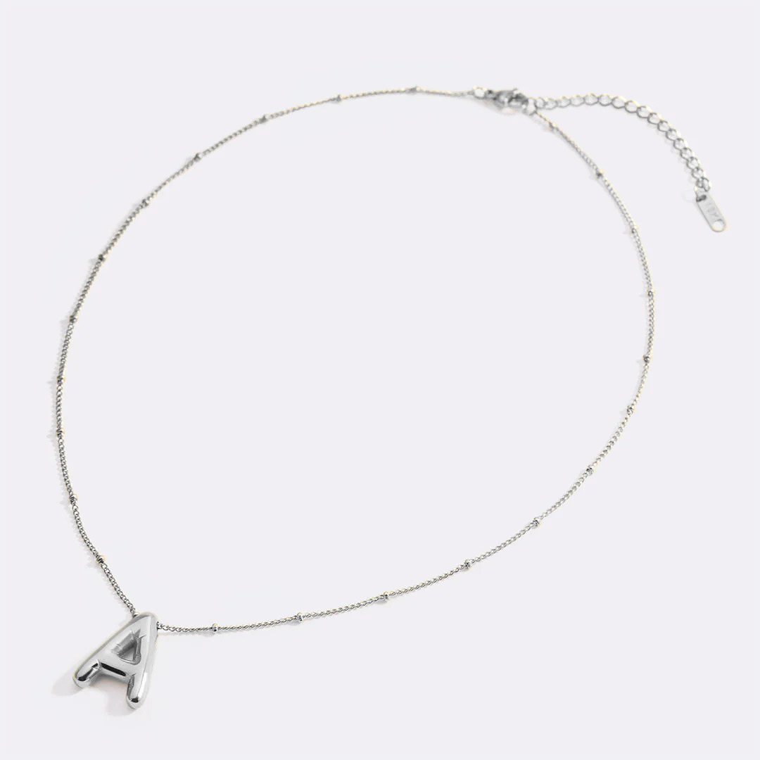 Balloon Initial Necklace with Satellite Chain - Image 9