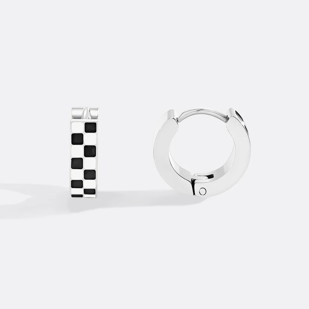 Checkered Hoop Earrings - Image 10