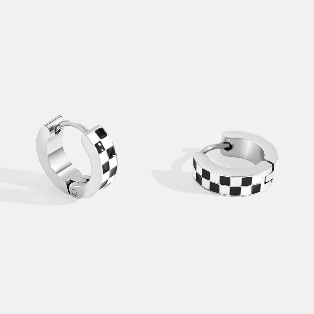 Checkered Hoop Earrings - Image 11