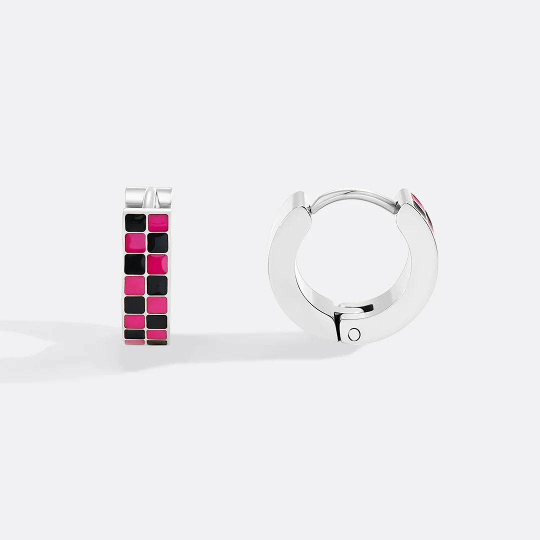 Checkered Hoop Earrings - Image 13