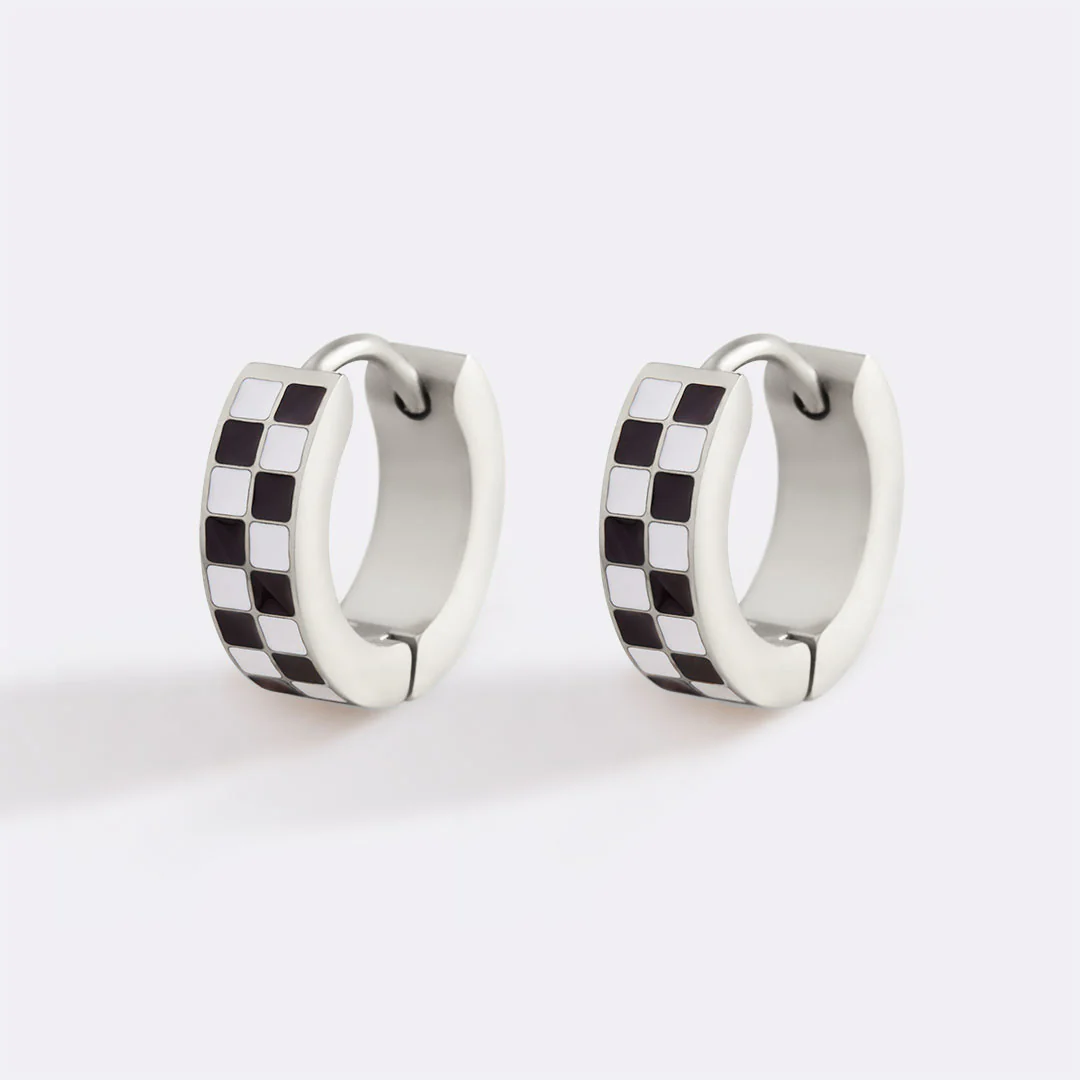 Checkered Hoop Earrings - Image 16