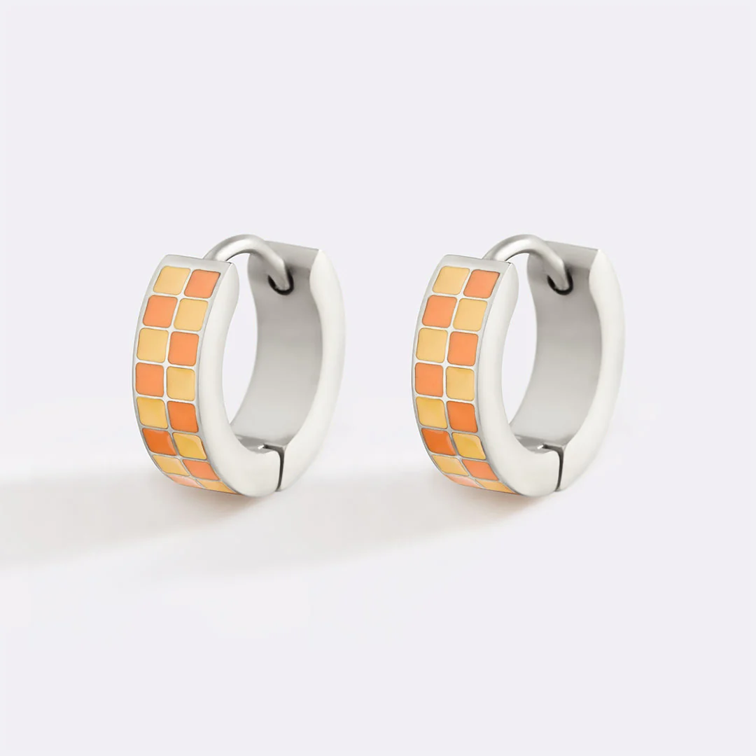 Checkered Hoop Earrings - Image 20