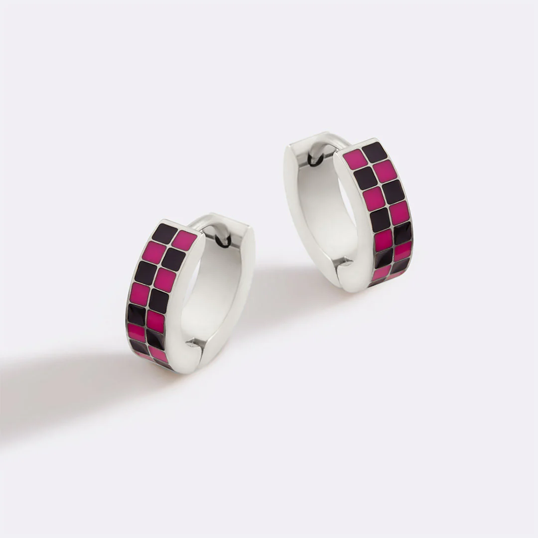 Checkered Hoop Earrings - Image 24