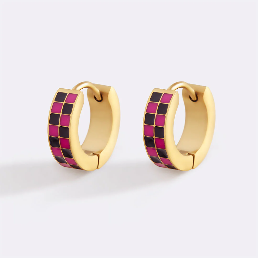 Checkered Hoop Earrings - Image 26