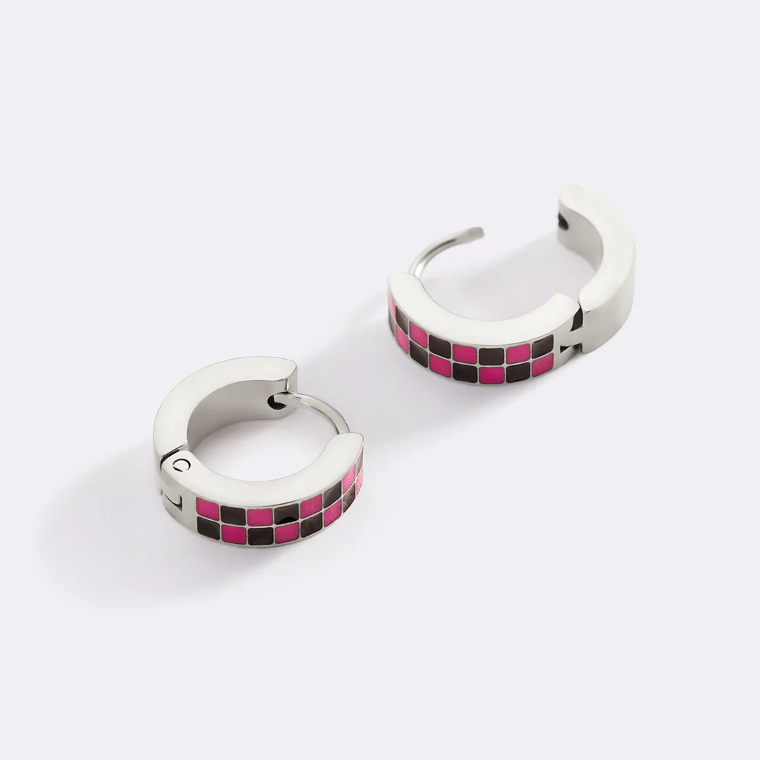 Checkered Hoop Earrings - Image 27