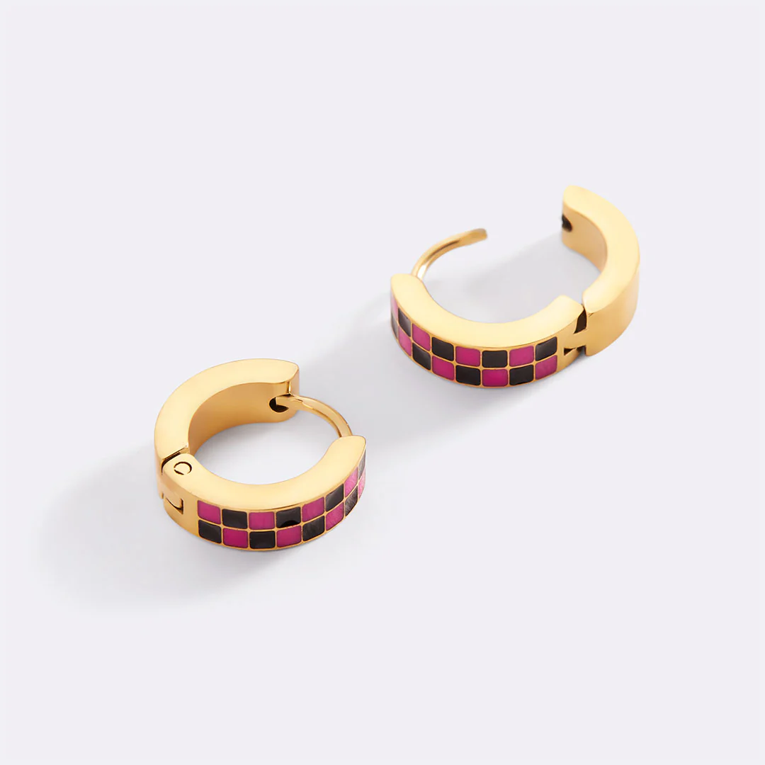 Checkered Hoop Earrings - Image 28