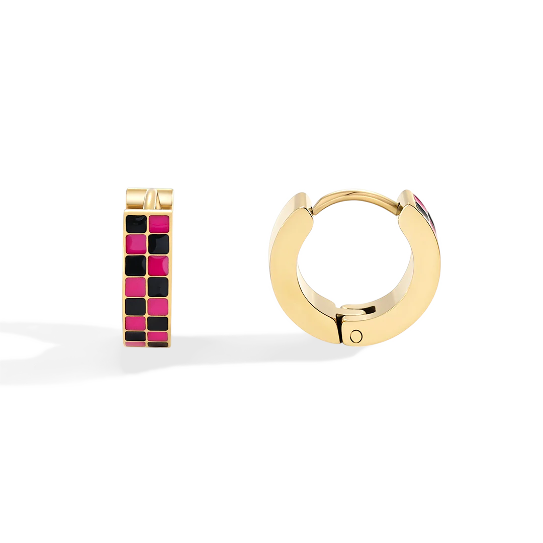 Checkered Hoop Earrings - Image 3