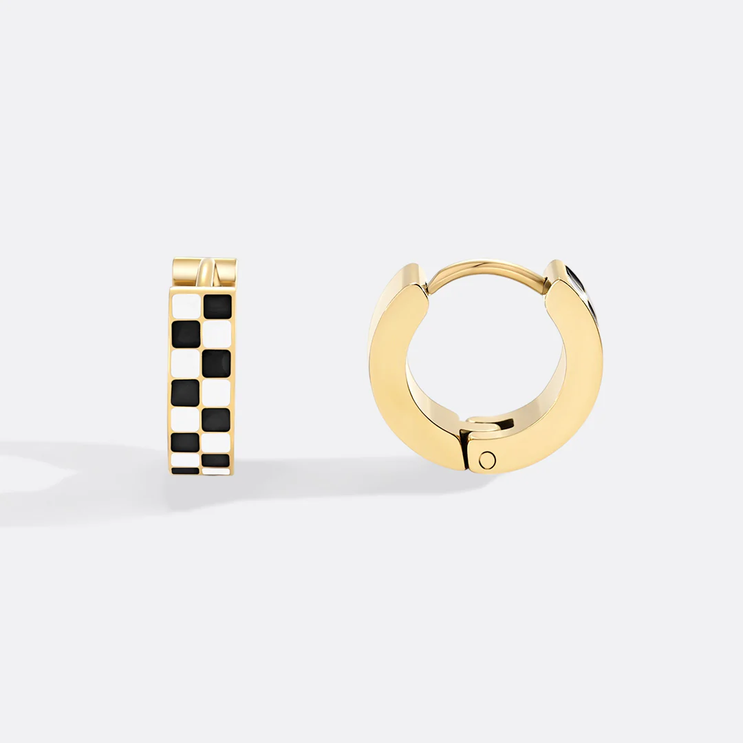 Checkered Hoop Earrings - Image 5