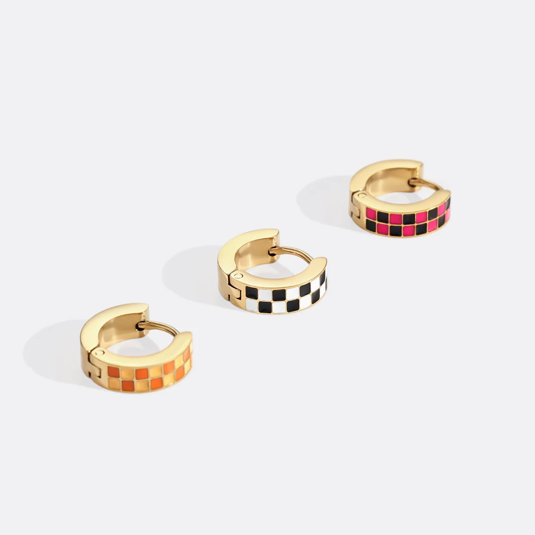 Checkered Hoop Earrings - Image 8