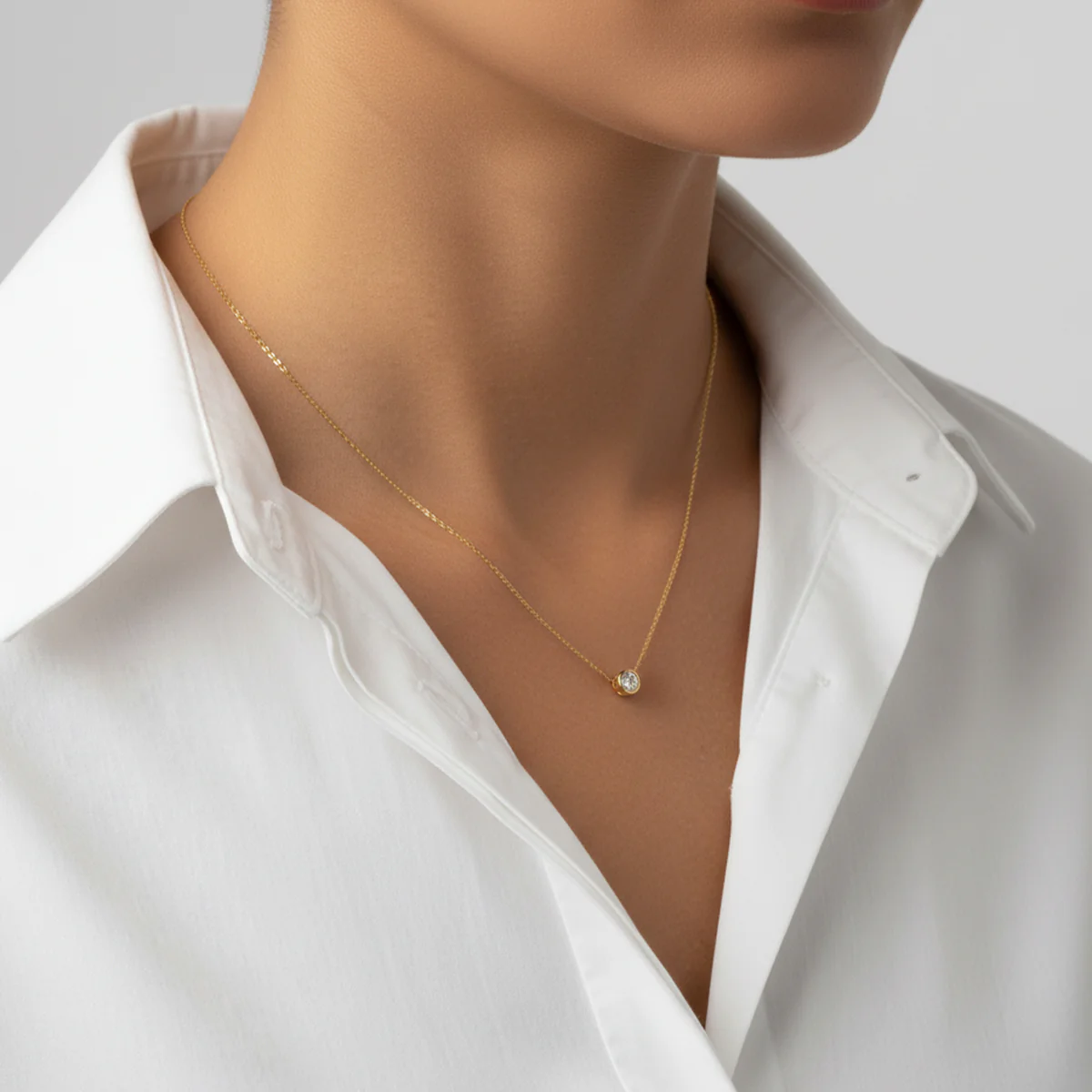 Classic Bezel Set Solitaire Necklace - Image 11