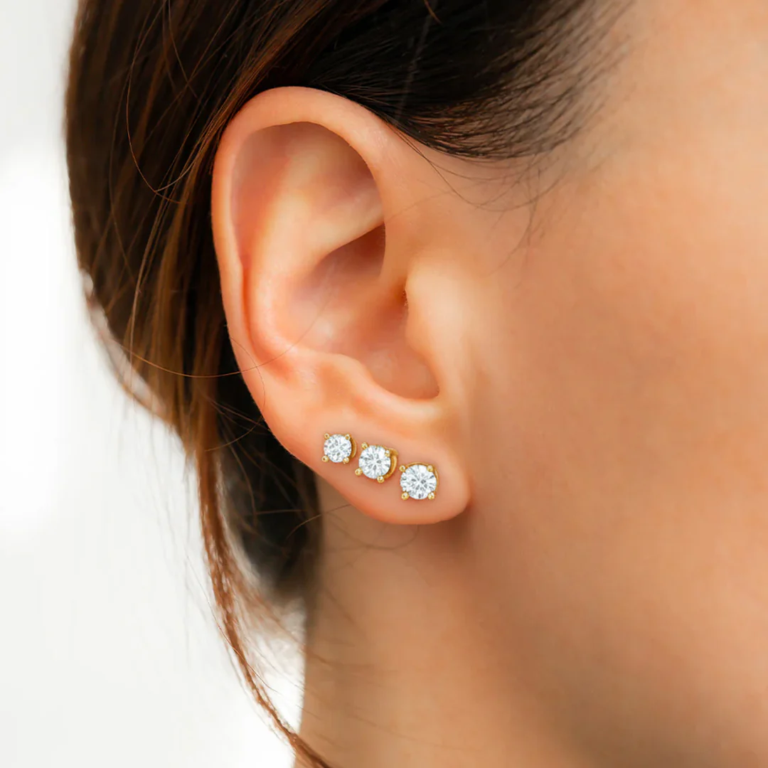 Classic Diamond Stud Earrings - Image 9