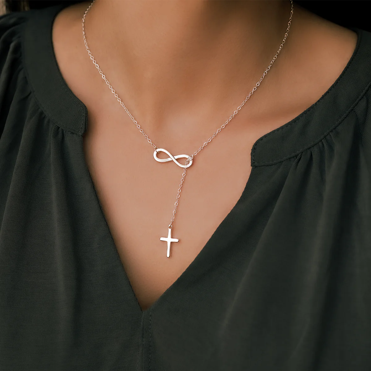 Infinity Cross Pendant Necklace - Image 11