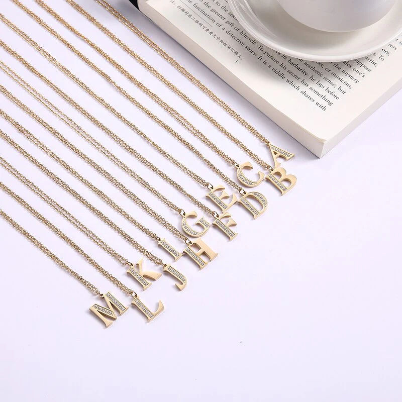 Crystal Accent Letter Satellite Necklace - Image 10