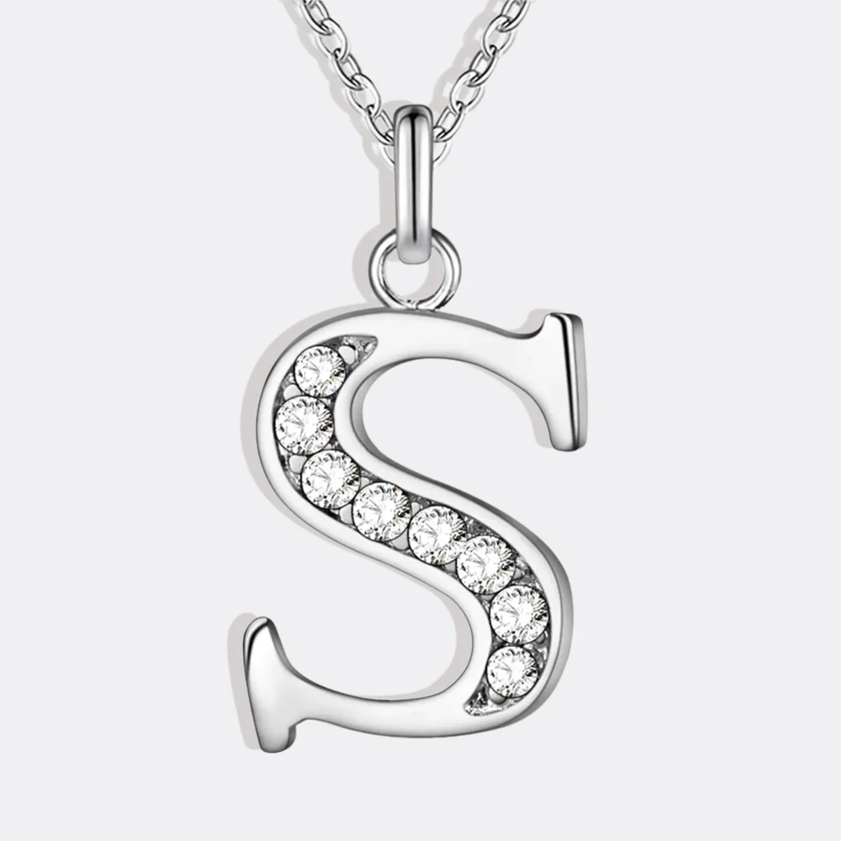 Crystal Accent Letter Satellite Necklace - Image 129