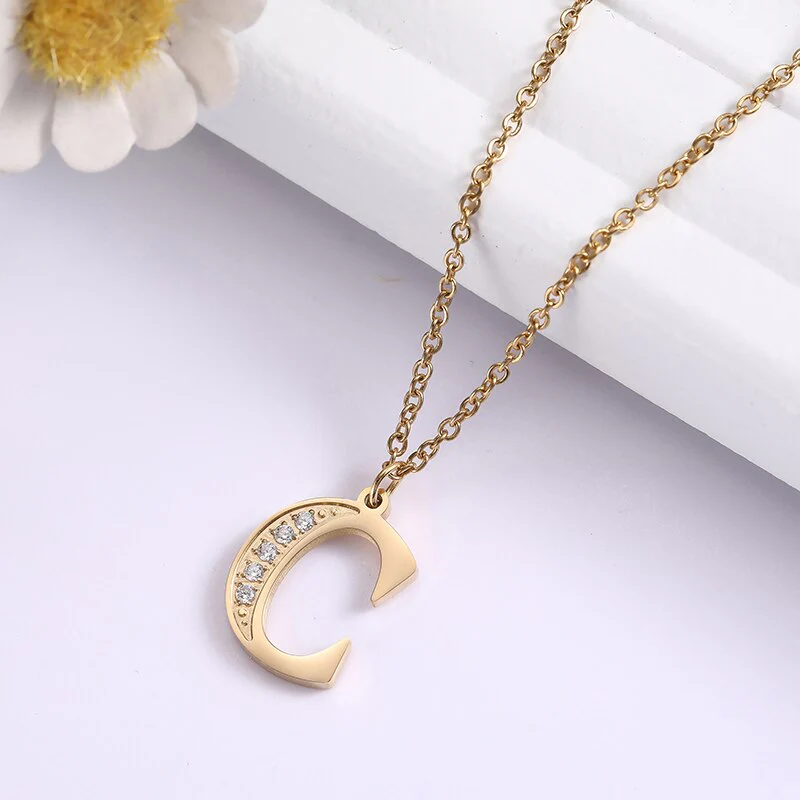 Crystal Accent Letter Satellite Necklace - Image 14