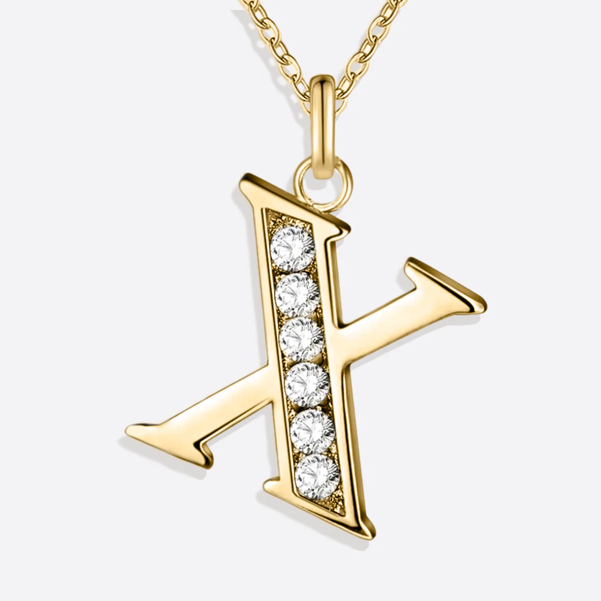 Crystal Accent Letter Satellite Necklace - Image 190