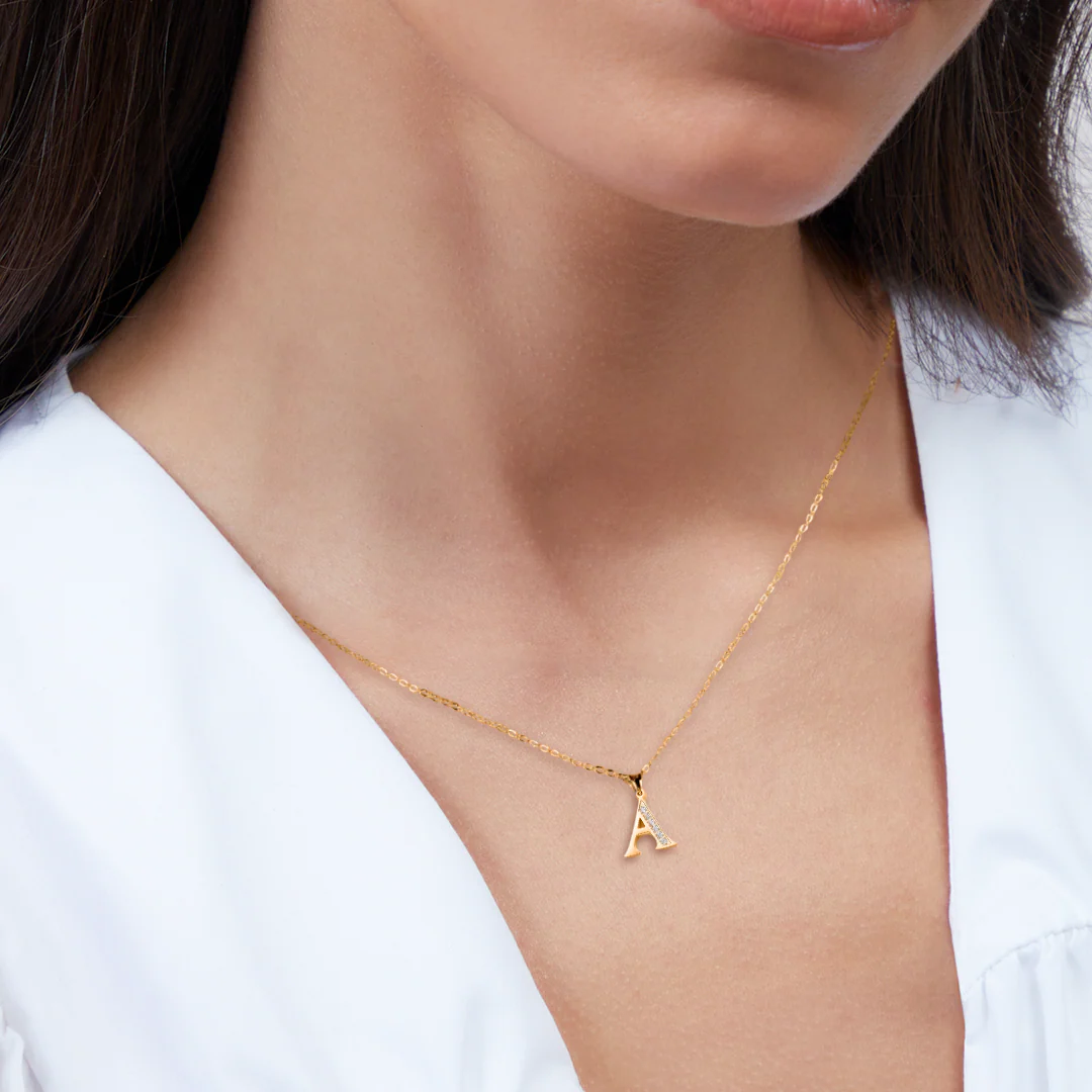 Crystal Accent Letter Satellite Necklace - Image 3