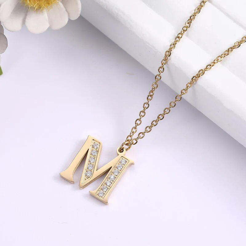 Crystal Accent Letter Satellite Necklace - Image 34