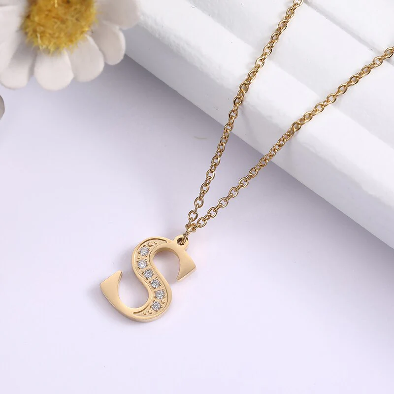 Crystal Accent Letter Satellite Necklace - Image 46