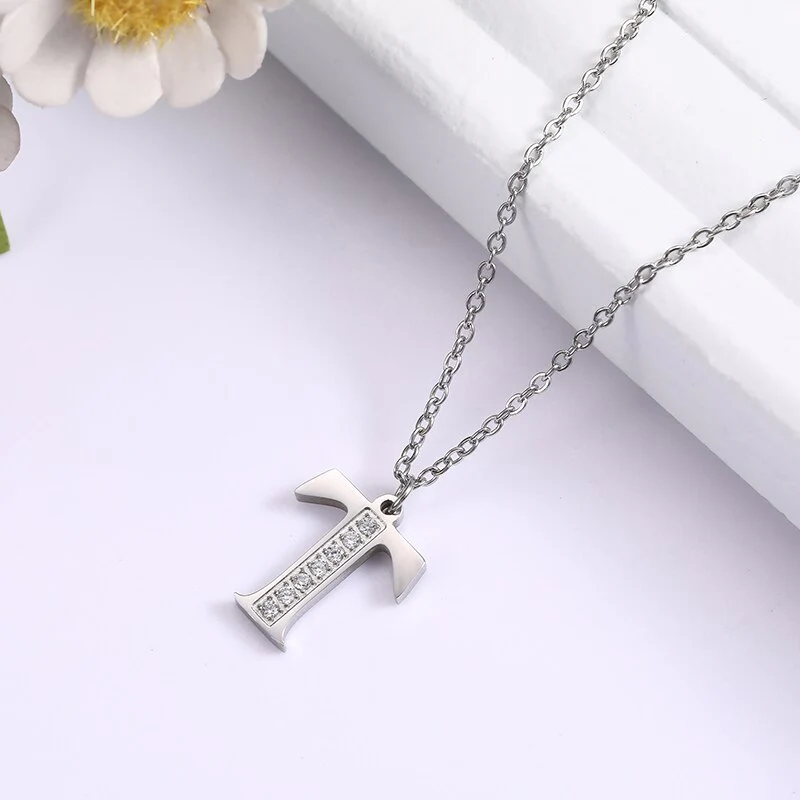Crystal Accent Letter Satellite Necklace - Image 81