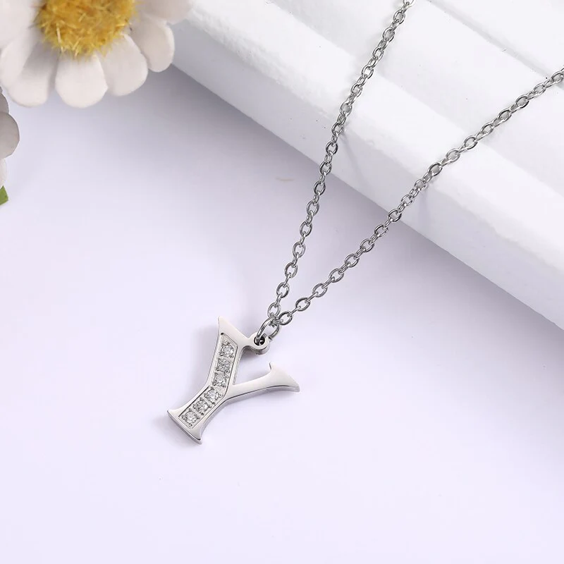 Crystal Accent Letter Satellite Necklace - Image 86