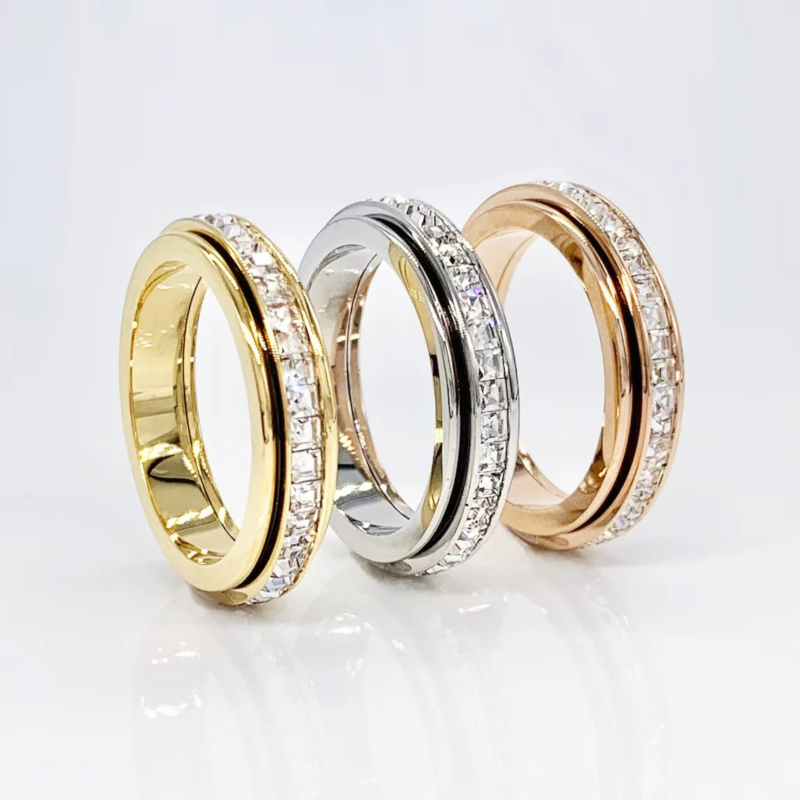 Crystal Statement Spinning Fidget Ring - Image 10