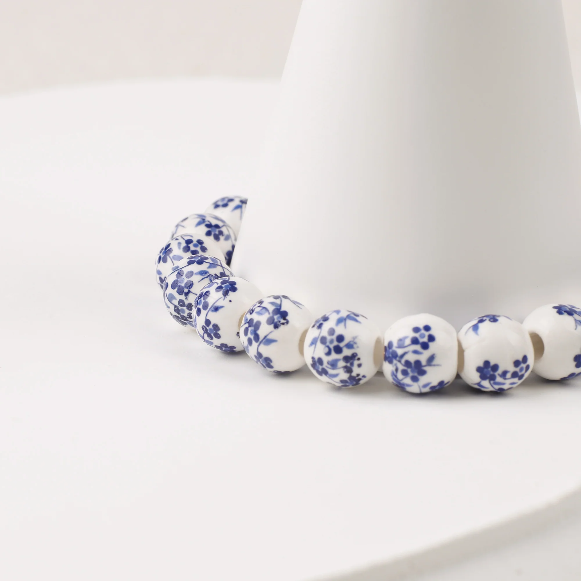 Custom Name Blue Porcelain Floral Beaded Bracelet - Image 19