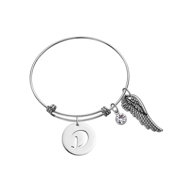 Custom Initial Guardian Angel's Wing Bracelet - Image 11
