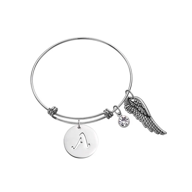 Custom Initial Guardian Angel's Wing Bracelet - Image 4