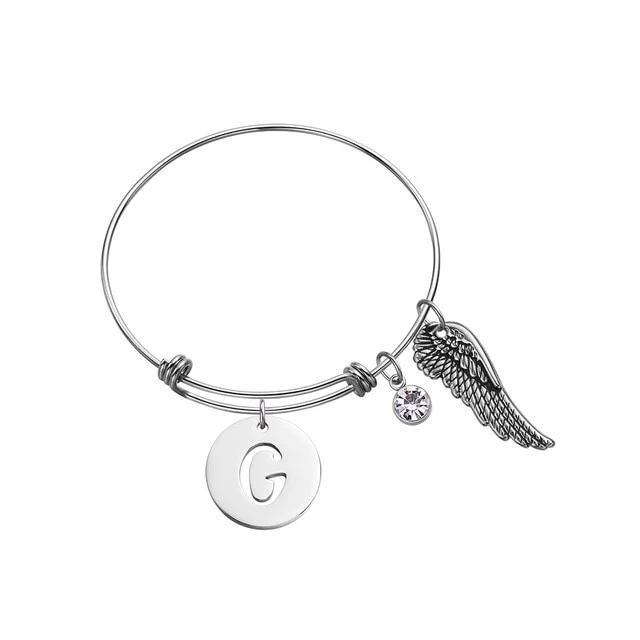 Custom Initial Guardian Angel's Wing Bracelet - Image 5