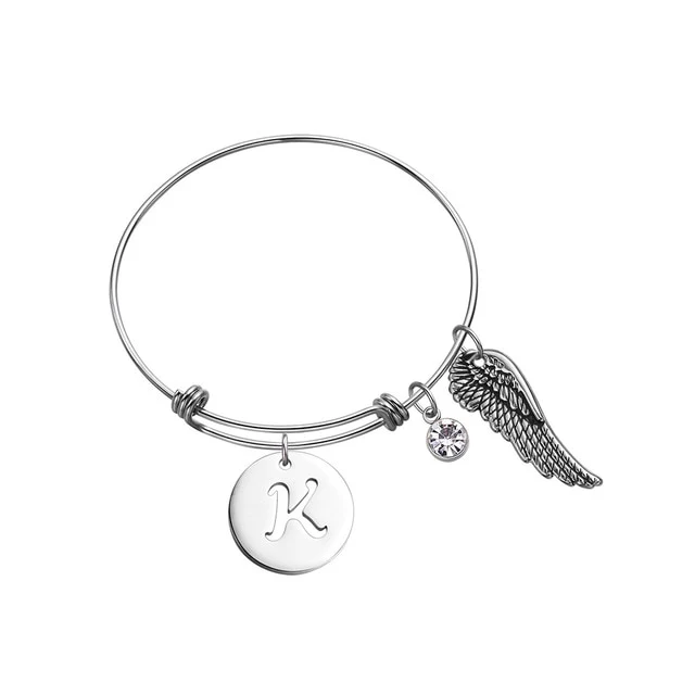 Custom Initial Guardian Angel's Wing Bracelet - Image 9