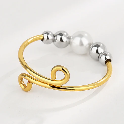 Dainty Adjustable Opal Fidget Ring - Image 2