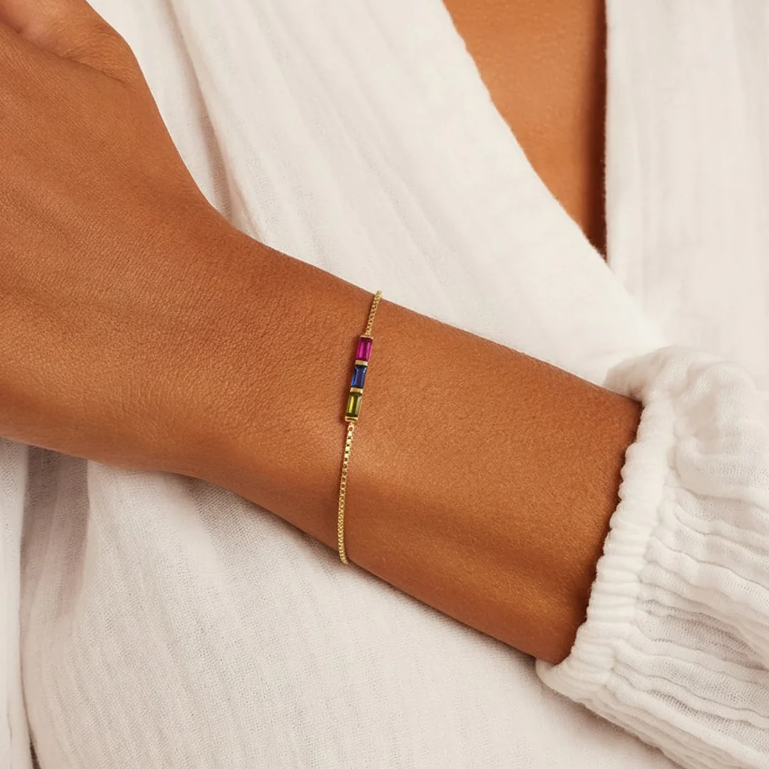 Dainty Baguette Birthstone Bracelet - Image 21
